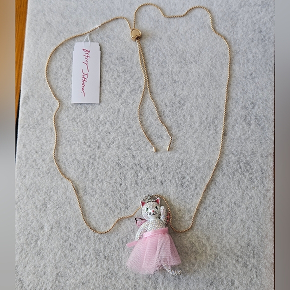 Betsey Johnson Cat Fairy Pendant Slider Necklace - Picture 2 of 16